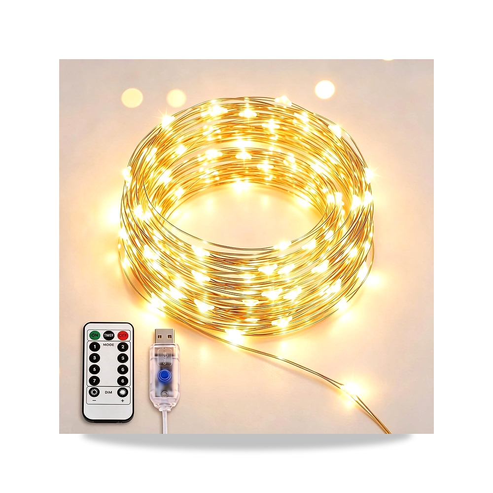 صورة منتج مصابيح USB فيري لغرفة النوم، 33 قدم 100 LED، جهاز تحكم عن بعد بي ان جرايت – اللون أبيض دافئ – اللون الفاتح أبيض دافئ - كود الصنف reemco-2027-1538212 - ماركة يباع من خلال reemco - توريد وتصوير حصري لشركة ريمكو القابضة السعودية
