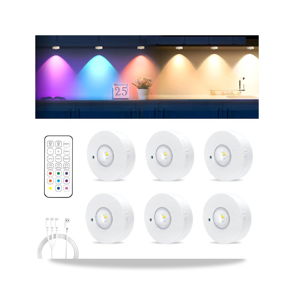 صورة منتج وحدة إنارة من ميرتورم أبيض للمطبخ من ABS قابلة للشحن USB و للتعتيم مع تحكم عن بعد و RGB 32.8 ملم - كود الصنف reemco-2027-1538270 - ماركة يباع من خلال reemco - توريد وتصوير حصري لشركة ريمكو القابضة السعودية