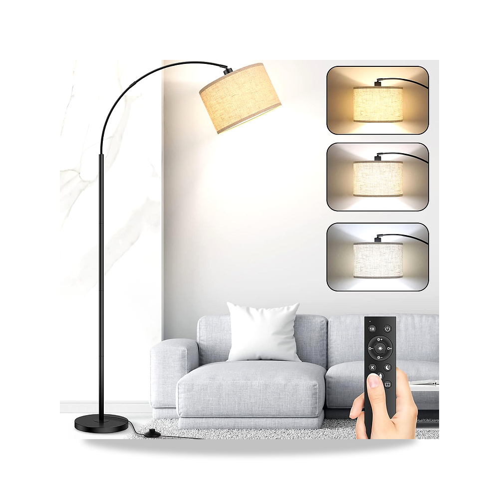 صورة منتج مصباح أرضي مقوس لغرفة المعيشة، إضاءة قائم بتصميم عصري مع خاصية تعتيم غير متدرج وتحكم عن بعد، أباجورة طويلة - كود الصنف reemco-2027-1538308 - ماركة يباع من خلال reemco - توريد وتصوير حصري لشركة ريمكو القابضة السعودية