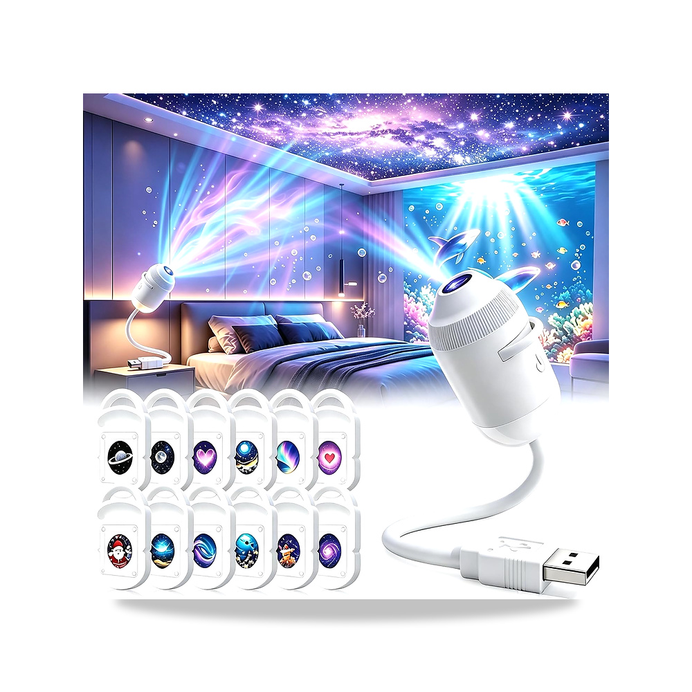 صورة منتج جهاز عرض النجوم المجرة ثلاثي الابعاد 2 في 1 يعمل بمنفذ USB، مصباح نجوم ديناميكي HD مع 4 انواع من المؤقت و24 - كود الصنف reemco-2027-1538330 - ماركة يباع من خلال reemco - توريد وتصوير حصري لشركة ريمكو القابضة السعودية