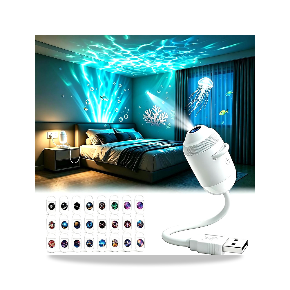صورة منتج جهاز عرض ليلي 2 في 1، عرض نجوم USB مع سطوع قابل للتعديل، مصباح إسقاط LED صغير لغرفة النوم والسقف والجدار - كود الصنف reemco-2027-1538351 - ماركة يباع من خلال reemco - توريد وتصوير حصري لشركة ريمكو القابضة السعودية