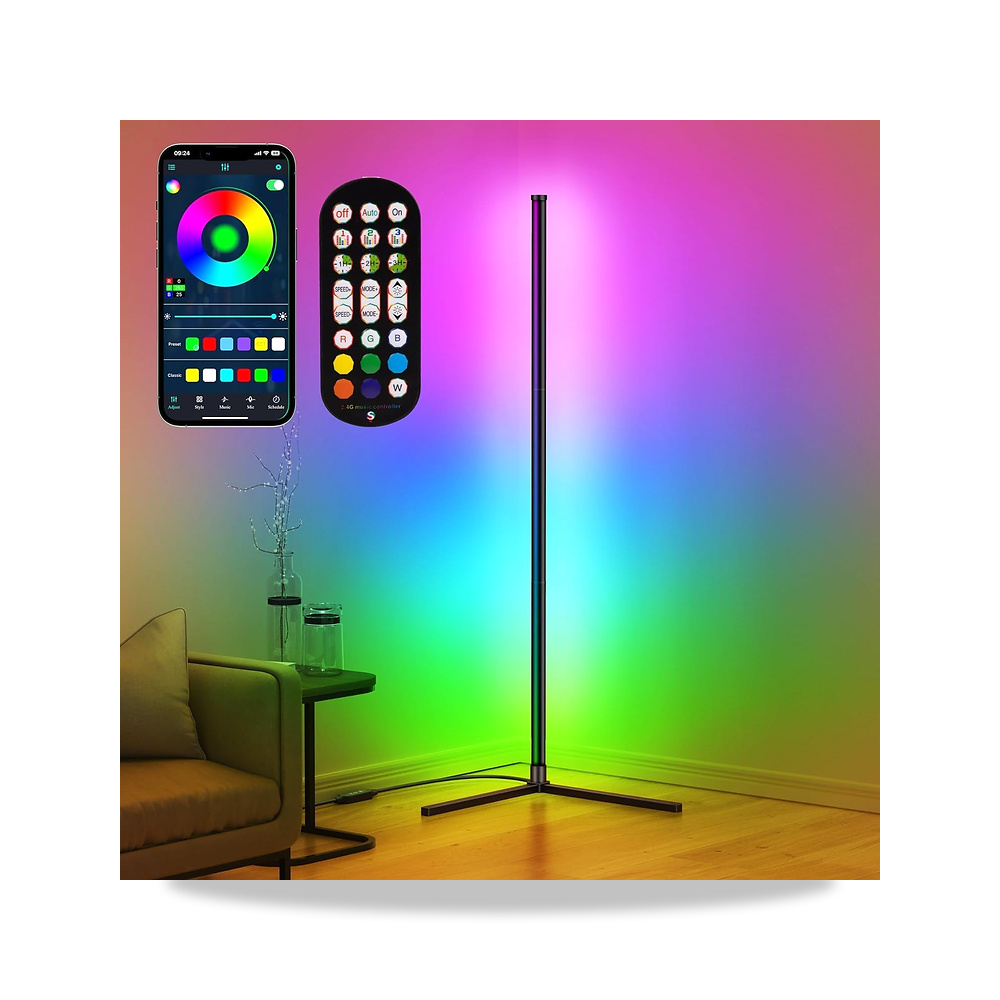 صورة منتج مصباح زاوية LED، أرضي RGB للزاوية مع تطبيق وجهاز تحكم عن بعد و16 مليون لون وأكثر من 68 لون متغير مع مزامنة - كود الصنف reemco-2027-1538407 - ماركة يباع من خلال reemco - توريد وتصوير حصري لشركة ريمكو القابضة السعودية