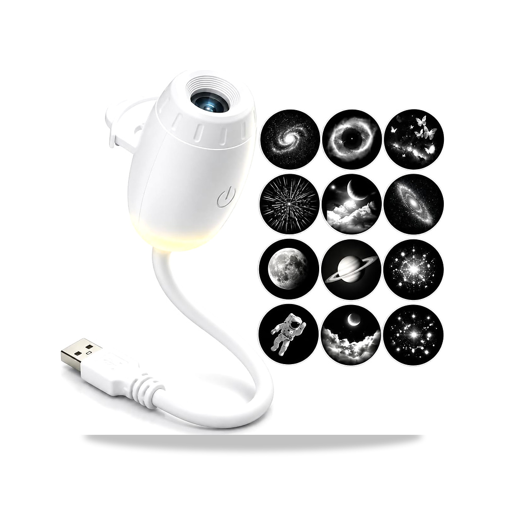 صورة منتج جهاز عرض نجوم المجرة 2 في 1، عرض الفضاء LED USB مع 12 فيلم عرض HD، تركيز وسطوع قابلين للتعديل، مصباح مزاج - كود الصنف reemco-2027-1538470 - ماركة يباع من خلال reemco - توريد وتصوير حصري لشركة ريمكو القابضة السعودية