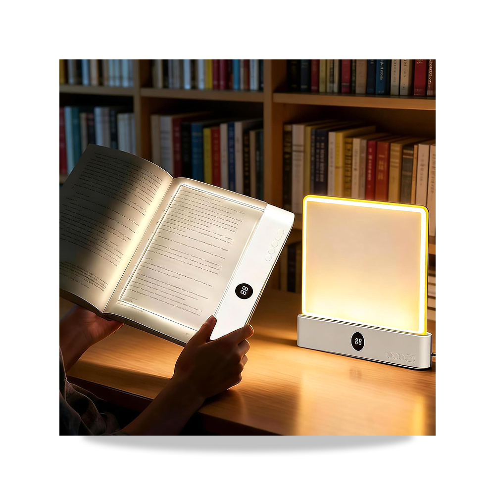 صورة منتج مصباح قراءة الكتب ليد مسطح شفاف وقابل للشحن مع 3 ألوان ومؤقت قابل للتعتيم، كتاب بلوحة صفحة كاملة للقراءة - كود الصنف reemco-2027-1538541 - ماركة يباع من خلال reemco - توريد وتصوير حصري لشركة ريمكو القابضة السعودية