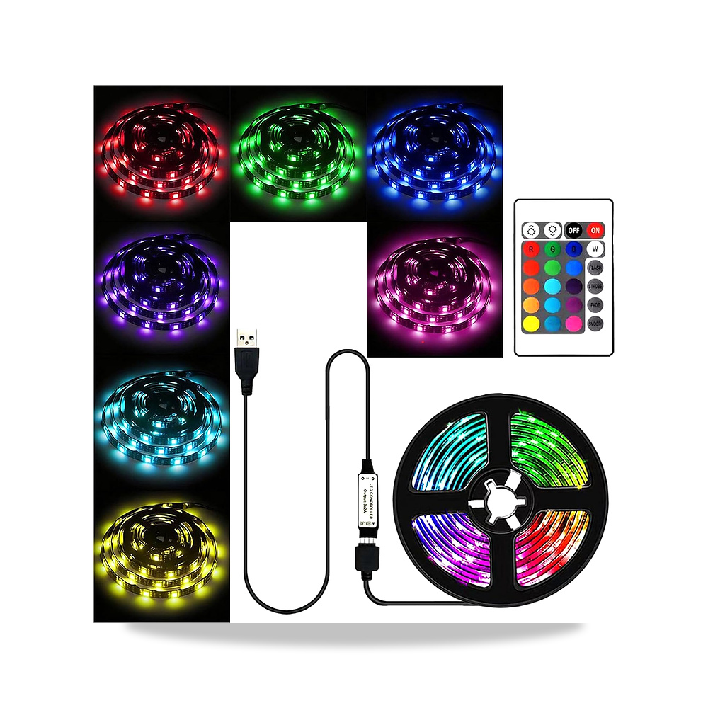 صورة منتج شريط اضاءة LED بطول 2 متر، متعدد الألوان مع جهاز تحكم عن بعد، لتزيين حوض السمك والكمبيوتر المكتبي - كود الصنف reemco-2027-1538647 - ماركة يباع من خلال reemco - توريد وتصوير حصري لشركة ريمكو القابضة السعودية