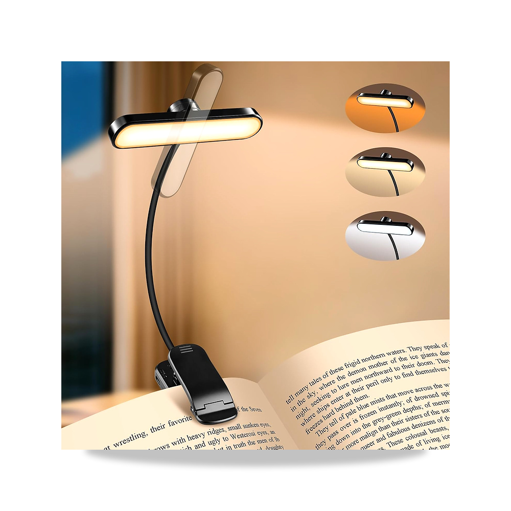 صورة منتج مصباح LED بمشبك على الكتاب، 3 اوضاع لحماية العين، قراءة مرن (ابيض دافئ وبارد) – تعتيم غير متدرج، قابل لاعادة - كود الصنف reemco-2027-1538671 - ماركة يباع من خلال reemco - توريد وتصوير حصري لشركة ريمكو القابضة السعودية
