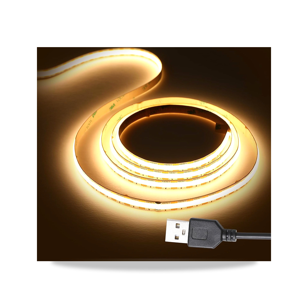 صورة منتج شريط إضاءة ليد COB بطول 1 م 5 فولت يعمل بمنفذ USB مرن لتحت الخزانة وغرفة النوم والمطبخ وديكور المنزل ومرآة - كود الصنف reemco-2027-1538721 - ماركة يباع من خلال reemco - توريد وتصوير حصري لشركة ريمكو القابضة السعودية