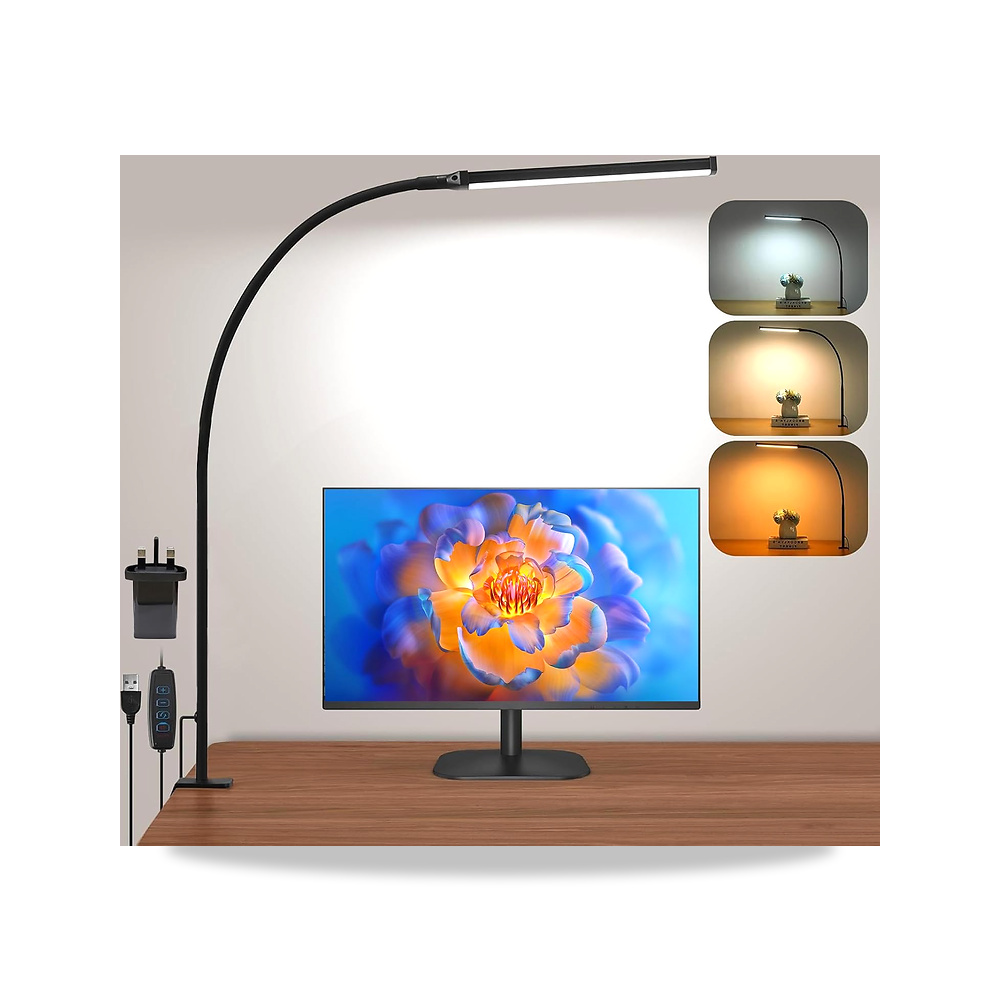 صورة منتج مصباح مكتب LED للمكتب المنزلي من ييليما، للعناية بالعين مع مشبك، محول USB بمشبك للقراءة، 3 اوضاع 10 سطوع - كود الصنف reemco-2027-1538838 - ماركة يباع من خلال reemco - توريد وتصوير حصري لشركة ريمكو القابضة السعودية