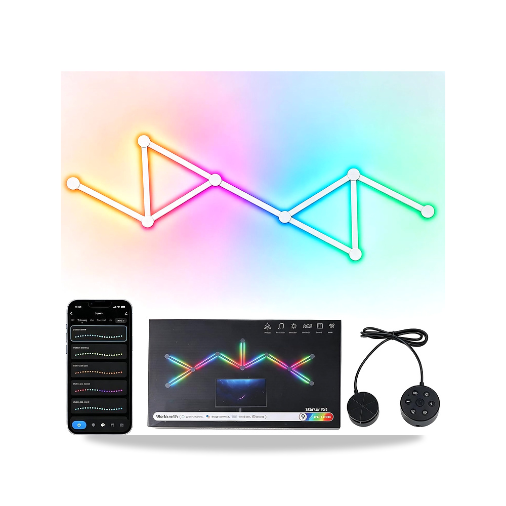 صورة منتج مصابيح حائط LED ذكية بـ9 خطوط، قضبان اضاءة LED RGB واي فاي مع مزامنة الموسيقى والتحكم الصوتي، اكثر - كود الصنف reemco-2027-1538950 - ماركة يباع من خلال reemco - توريد وتصوير حصري لشركة ريمكو القابضة السعودية