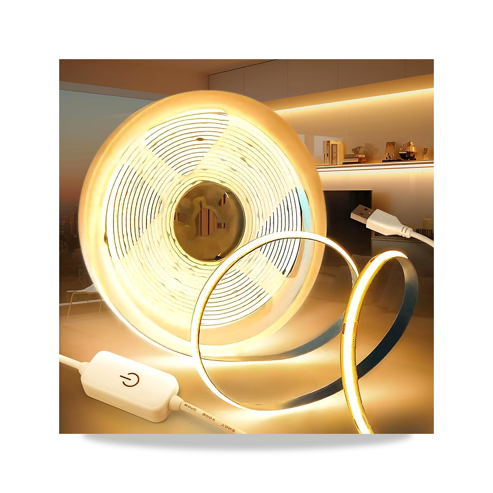 صورة منتج شريط اضاءة LED سي او بي 5 فولت يعمل بمنفذ USB بطول 5 متر/16.4 قدم، LED ابيض دافئ 3000 كلفن، موديل CRI90 - كود الصنف reemco-2027-1538991 - ماركة يباع من خلال reemco - توريد وتصوير حصري لشركة ريمكو القابضة السعودية