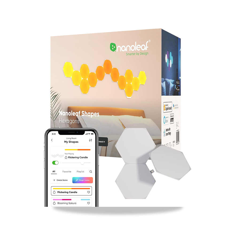 صورة منتج حزمة توسيع سداسية باشكال نانوليف – نظام لوحة LED لشبكة WiFi ذكي مع تصوير موسيقى لتزيين الحوائط المنزلية - كود الصنف reemco-2027-1539014 - ماركة يباع من خلال reemco - توريد وتصوير حصري لشركة ريمكو القابضة السعودية