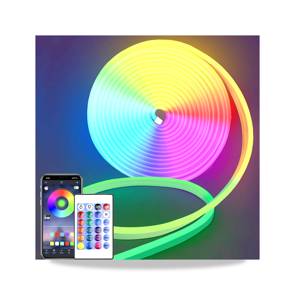 صورة منتج حبل إضاءة LED نيون بطول 5 متر من يوهوف بجهاز تحكم عن بعد، تصميم مرن يمكنك قطعه بنفسك، أضواء RGB مقاومة للماء - كود الصنف reemco-2027-1539092 - ماركة يباع من خلال reemco - توريد وتصوير حصري لشركة ريمكو القابضة السعودية