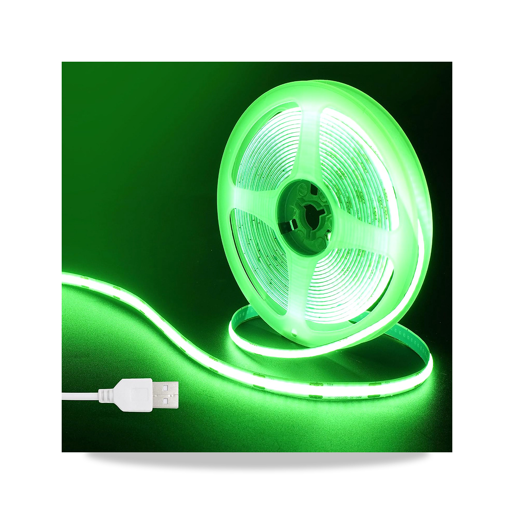 صورة منتج شريط إضاءة LED بشريحة COB جهد 5 فولت USB من كليرهيل، 3 متر، ضوء أخضر، 320 مصباح LED/متر عرض 8 ملم، غير مقاوم - كود الصنف reemco-2027-1539127 - ماركة يباع من خلال reemco - توريد وتصوير حصري لشركة ريمكو القابضة السعودية