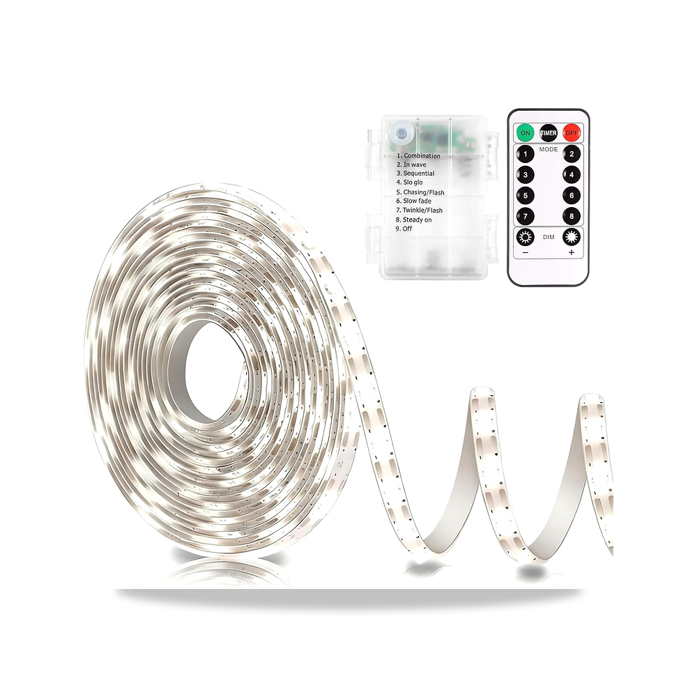 صورة منتج شريط اضاءة LED يعمل بالبطارية بطول 5 متر مع جهاز تحكم عن بعد بلون ابيض بارد YJUFoar - كود الصنف reemco-2027-1539167 - ماركة يباع من خلال reemco - توريد وتصوير حصري لشركة ريمكو القابضة السعودية