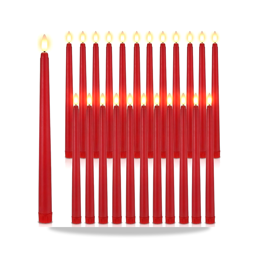 صورة منتج ماكاريري شموع مستدقة بدون لهب تعمل بالبطارية بطول 11 انش باضاءة LED لهب من 24 قطعة، وامضة مدببة لتزيين - كود الصنف reemco-2027-1539184 - ماركة يباع من خلال reemco - توريد وتصوير حصري لشركة ريمكو القابضة السعودية