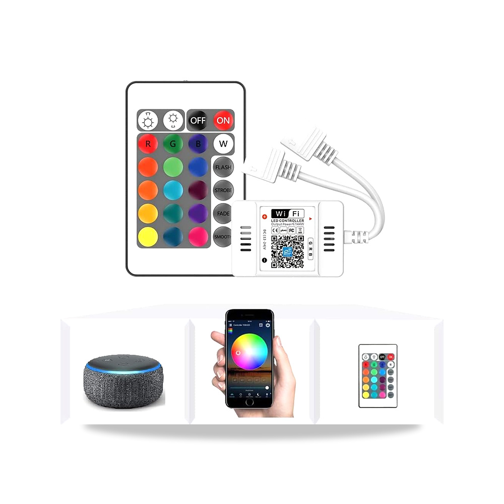 صورة منتج نيكسلوكس جهاز تحكم ذكي 2 في 1 بمنفذي واي فاي باضاءة LED RGB وتيار مستمر 12-24 فولت 144 واط 6 امبير - كود الصنف reemco-2027-1539185 - ماركة يباع من خلال reemco - توريد وتصوير حصري لشركة ريمكو القابضة السعودية
