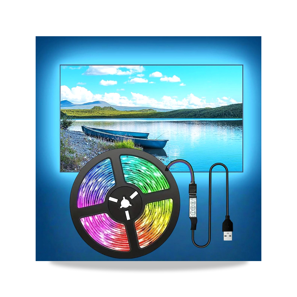 صورة منتج شريط LED متغير الالوان مقاس 197 انش، اضاءة خلفية للتلفزيون بمنفذ USB لغرفة - كود الصنف reemco-2027-1539197 - ماركة يباع من خلال reemco - توريد وتصوير حصري لشركة ريمكو القابضة السعودية