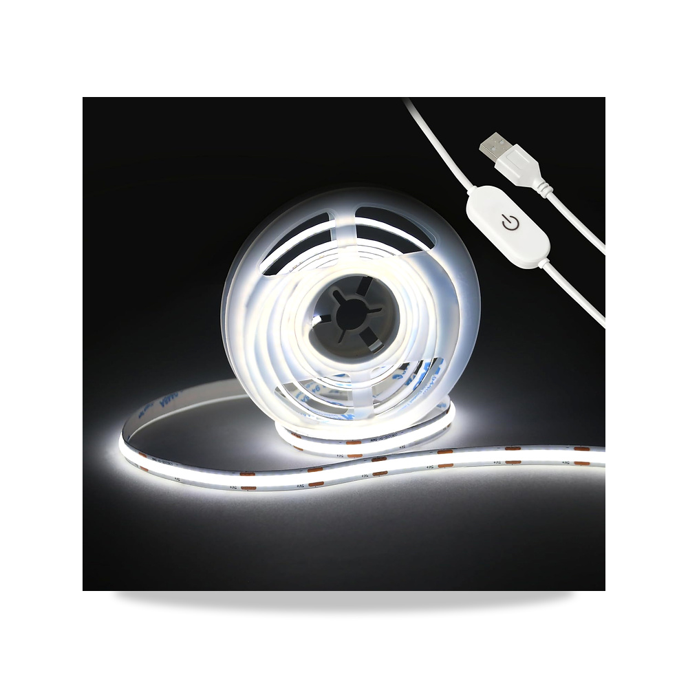 صورة منتج شريط مصابيح LED 13.12 قدم/4 متر 640 مصباح LED يعمل باللمس بدون خطوات قابل للتعتيم USB COB LED 6000 كلفن ابيض - كود الصنف reemco-2027-1539281 - ماركة يباع من خلال reemco - توريد وتصوير حصري لشركة ريمكو القابضة السعودية