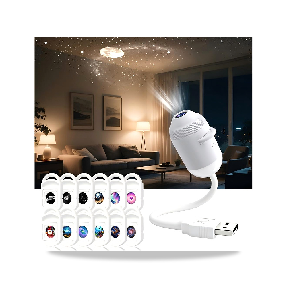 صورة منتج جهاز عرض جالكسي 2 في 1، ضوء ليلي محمول USB بتصميم سماء مليئة بالنجوم - كود الصنف reemco-2027-1539351 - ماركة يباع من خلال reemco - توريد وتصوير حصري لشركة ريمكو القابضة السعودية