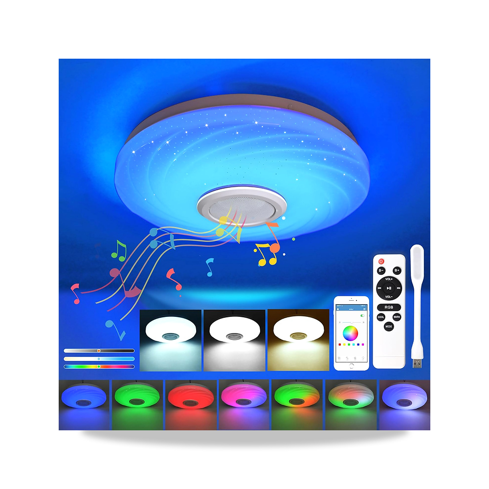 صورة منتج مصباح سقف LED ملون بتقنية البلوتوث RGB 36 واط لغرفة نوم الاطفال وجهاز تحكم عن بعد قابل للتعتيم متصل - كود الصنف reemco-2027-1539405 - ماركة يباع من خلال reemco - توريد وتصوير حصري لشركة ريمكو القابضة السعودية