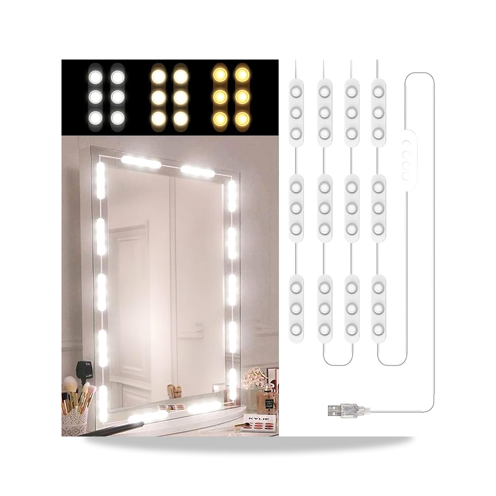 صورة منتج مصابيح LED لمراة التزيين، شريط بنمط هوليوود، يعمل بمنفذ USB، قابل للتعتيم مع لون وسطوع قابلين للتعديل - كود الصنف reemco-2027-1539425 - ماركة يباع من خلال reemco - توريد وتصوير حصري لشركة ريمكو القابضة السعودية