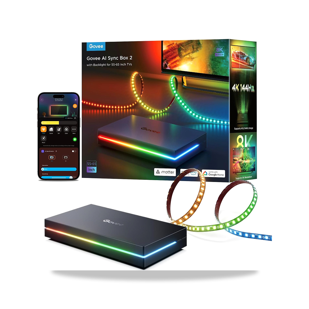 صورة منتج جوفي مجموعة صندوق مزامنة HDMI 2.1 بالذكاء الاصطناعي، 2، شريط LED للتلفزيون – اللون أسود – 23الطول x 9العرض x 27الارتفاع سم - كود الصنف reemco-2027-1539602 - ماركة يباع من خلال reemco - توريد وتصوير حصري لشركة ريمكو القابضة السعودية
