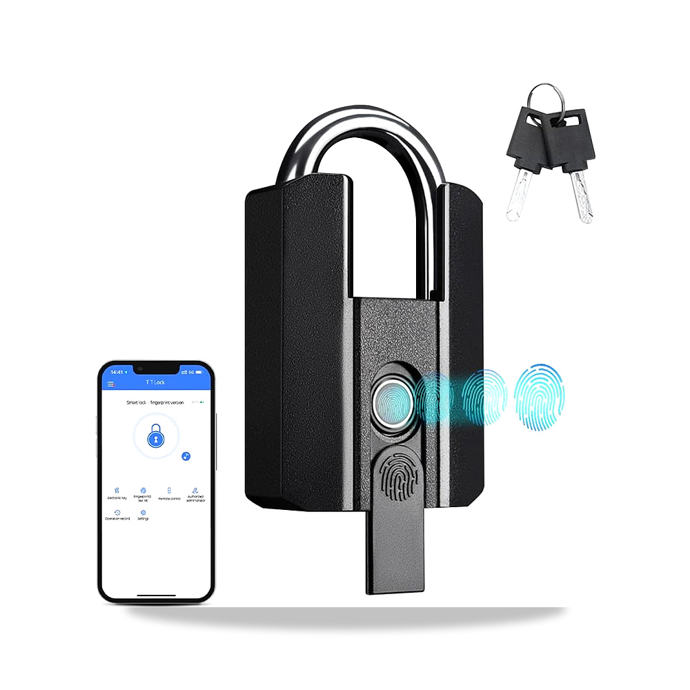 صورة منتج قفل بصمة الاصبع مع مفتاح احتياطي USB ومفتاح بلوتوث تي لوك، قفل ذكي بدون بتصنيف IP67 لمقاومة المياه والغبار - كود الصنف reemco-2027-1544894 - ماركة يباع من خلال reemco - توريد وتصوير حصري لشركة ريمكو القابضة السعودية