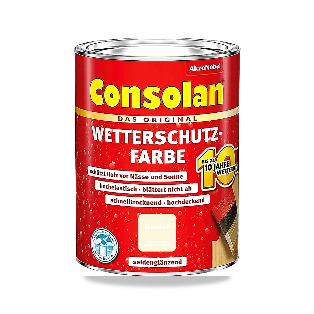 صورة منتج Consolan Weather Protection Paint 750 ml Pebble White غير شفاف حماية الخشب في الهواء الطلق - كود الصنف reemco-2027-1571085 - ماركة يباع من خلال reemco - توريد وتصوير حصري لشركة ريمكو القابضة السعودية