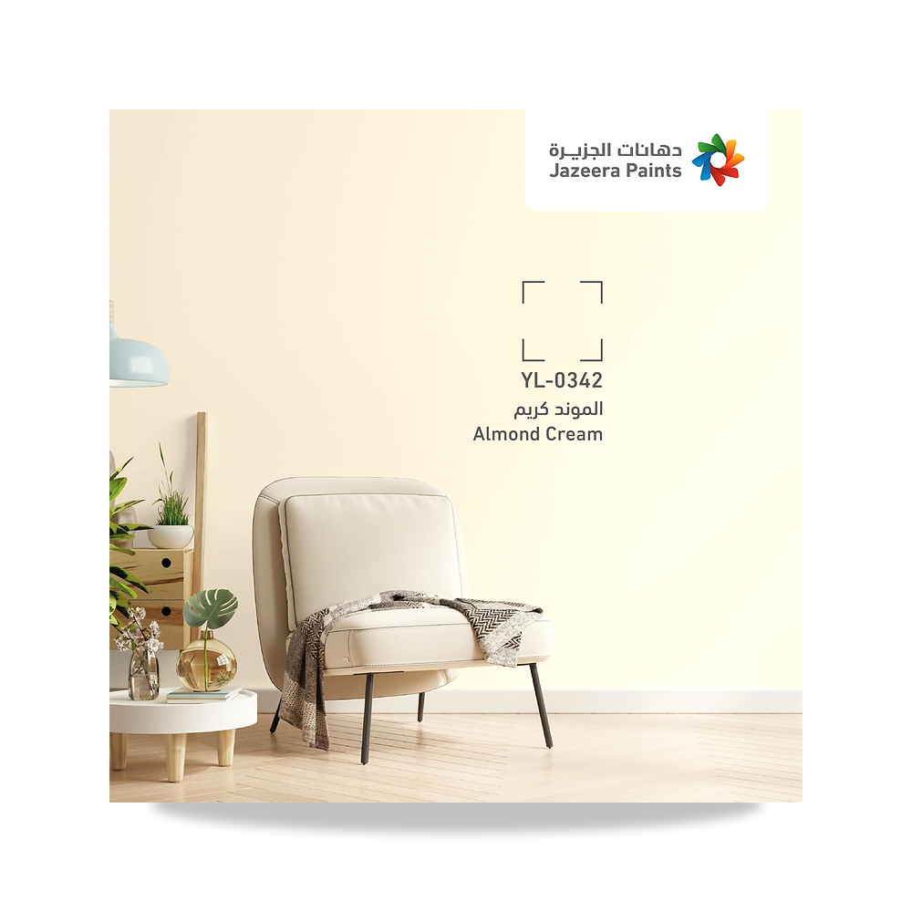 صورة منتج طلاء حائط أخضر سيميجلوس طراز YL-0342 من الجزيرة، سعة 0.900 لتر، لوزي بيج (Almond Cream) Jazeera Paints - كود الصنف reemco-2027-1571573 - ماركة يباع من خلال reemco - توريد وتصوير حصري لشركة ريمكو القابضة السعودية