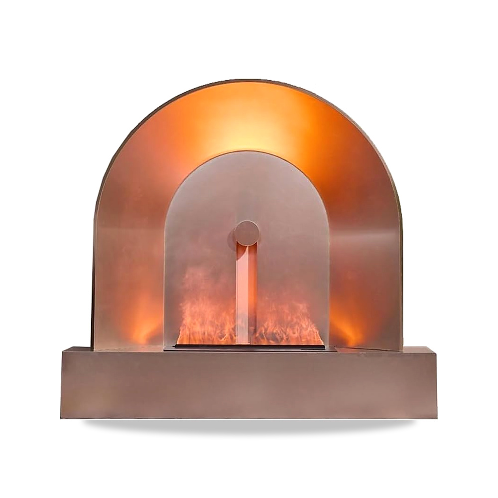 صورة منتج مدفأة بخار الماء ثلاثية الابعاد كهربائية مقوسة ذهبية مزخرفة مع لهب ذري واقعي مدافئ زخرفية - كود الصنف reemco-2027-1597055 - ماركة يباع من خلال reemco - توريد وتصوير حصري لشركة ريمكو القابضة السعودية