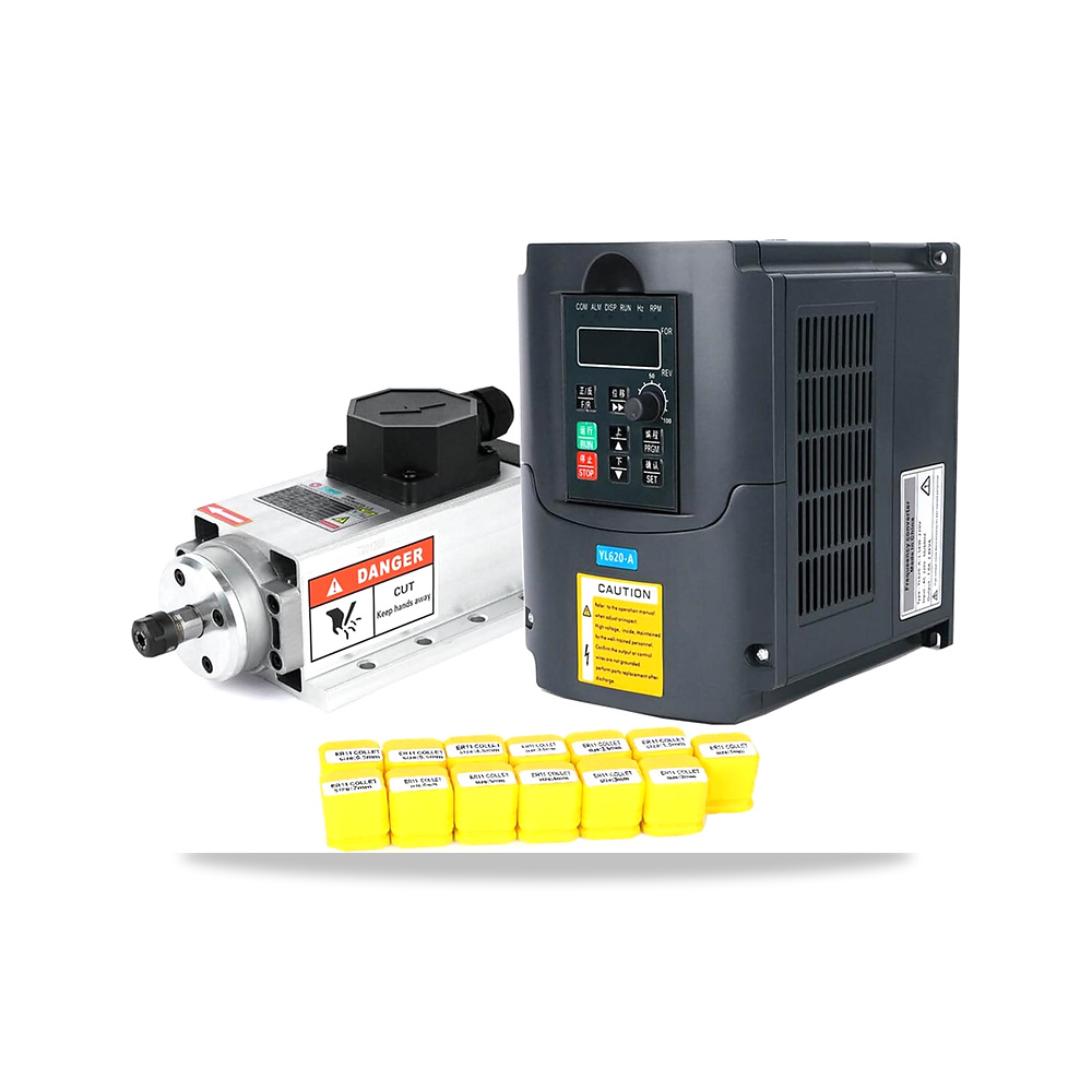 صورة منتج مجموعة محرك دوران بدون فرشاة CNC 1.5 كيلو واط 220/110 مربع لتبريد الهواء، ER11 1500 واط مبرد بالهواء + عاكس - كود الصنف reemco-2027-1616504 - ماركة يباع من خلال reemco - توريد وتصوير حصري لشركة ريمكو القابضة السعودية