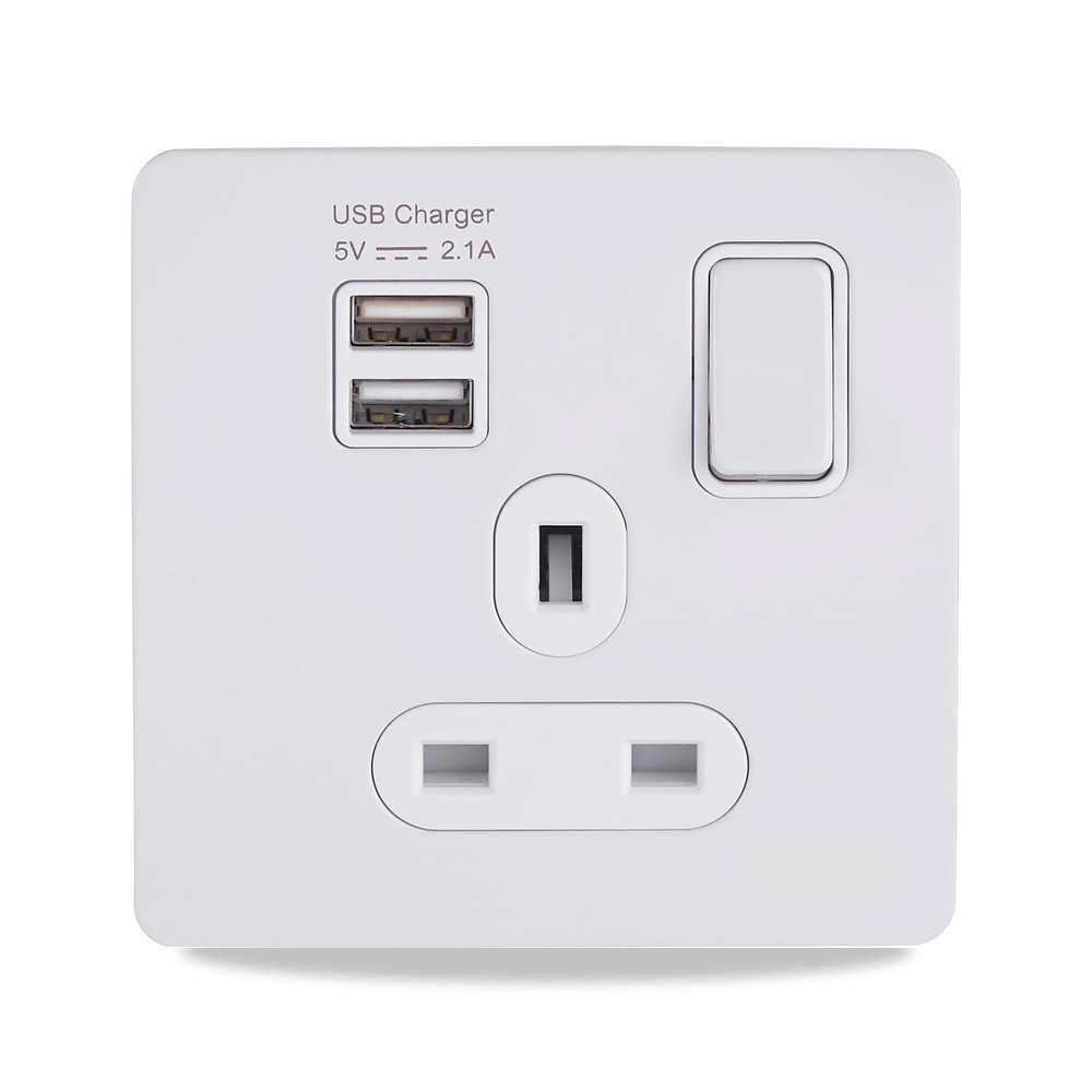 صورة منتج شنايدر ايليكتريك مشط مقبس مفرد GGBGU34102USBAWPW، 2 × USB SP 2.1 A، مطلي باللون الابيض، عبوة من قطعة واحدة - كود الصنف reemco-2027-1657875 - ماركة يباع من خلال reemco - توريد وتصوير حصري لشركة ريمكو القابضة السعودية