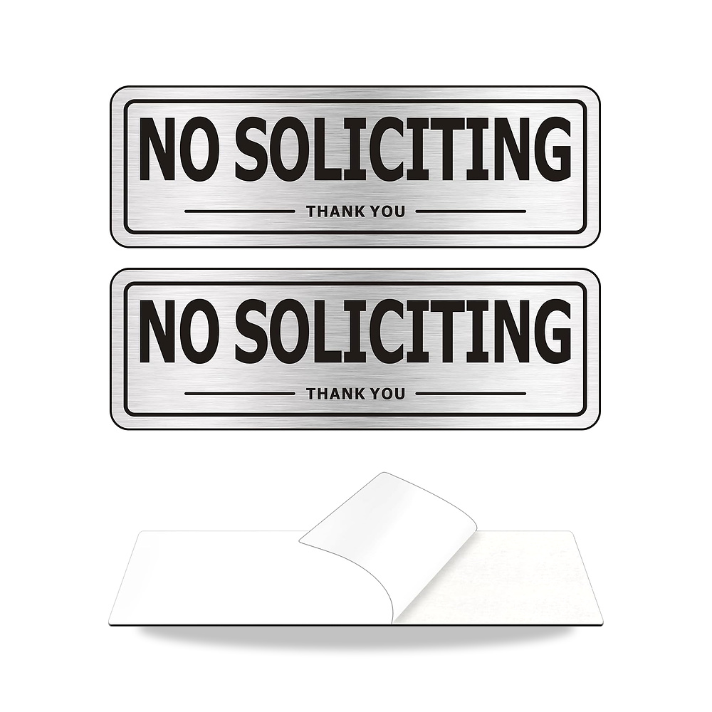 صورة منتج لافتة بعبارة «No Soliciting for House» ذاتية اللصق «No Soliciting» من معدن الالومنيوم لجدار المكتب والباب - كود الصنف reemco-2027-1658321 - ماركة يباع من خلال reemco - توريد وتصوير حصري لشركة ريمكو القابضة السعودية