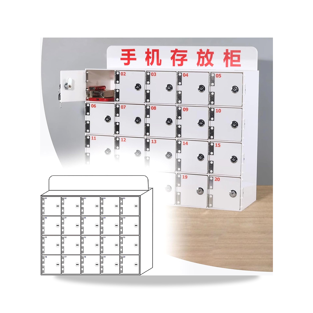صورة منتج خزانة موبايل اكريليك 20 فتحة، تخزين بيضاء لاقسام الشرطة، صندوق قفل امن لتخزين الجوال بشكل مستقل، سجن مثالي - كود الصنف reemco-2027-1683966 - ماركة يباع من خلال reemco - توريد وتصوير حصري لشركة ريمكو القابضة السعودية