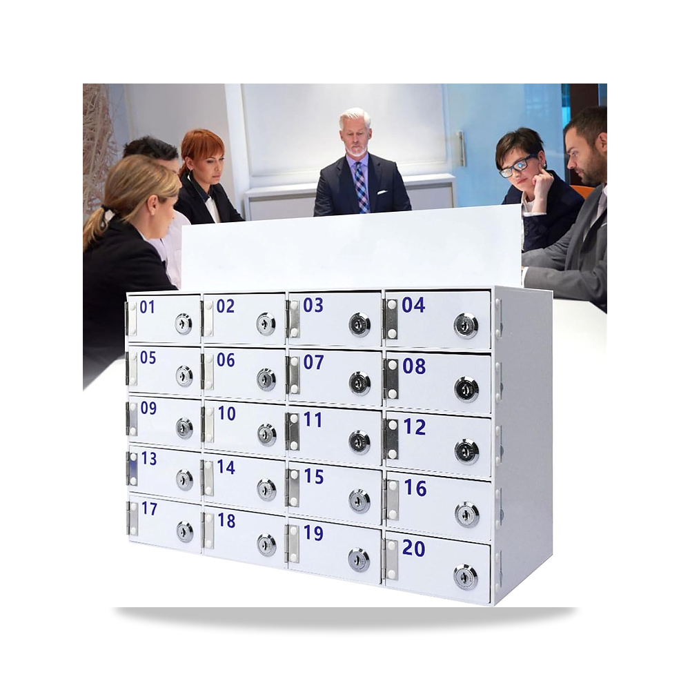 صورة منتج خزانة وحامل موبايل من الاكريليك، صندوق تخزين امن يثبت على الحائط مع قفل ومفتاح 80 فتحة لسطح المكتب - كود الصنف reemco-2027-1684015 - ماركة يباع من خلال reemco - توريد وتصوير حصري لشركة ريمكو القابضة السعودية