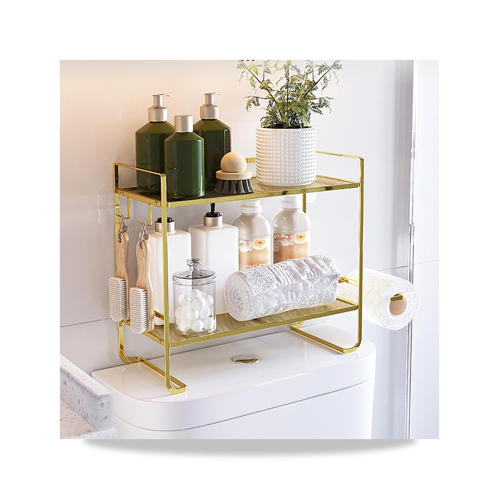 صورة منتج وحدة حمام ستو توضع فوق المرحاض من سليش، رف معدني موفر للمساحة للحمامات العصرية – اللون ذهبي - كود الصنف reemco-2027-1685859 - ماركة يباع من خلال reemco - توريد وتصوير حصري لشركة ريمكو القابضة السعودية