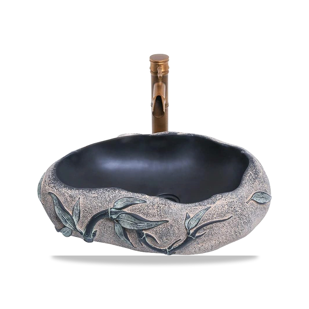 صورة منتج وعاء حمام Vanity 20 × 15 بوصة سفينة بالوعة الصينية تقليد الحجر كونترتوب الفن الغرور بالبالونات مع صنبور - كود الصنف reemco-2027-1694152 - ماركة يباع من خلال reemco - توريد وتصوير حصري لشركة ريمكو القابضة السعودية