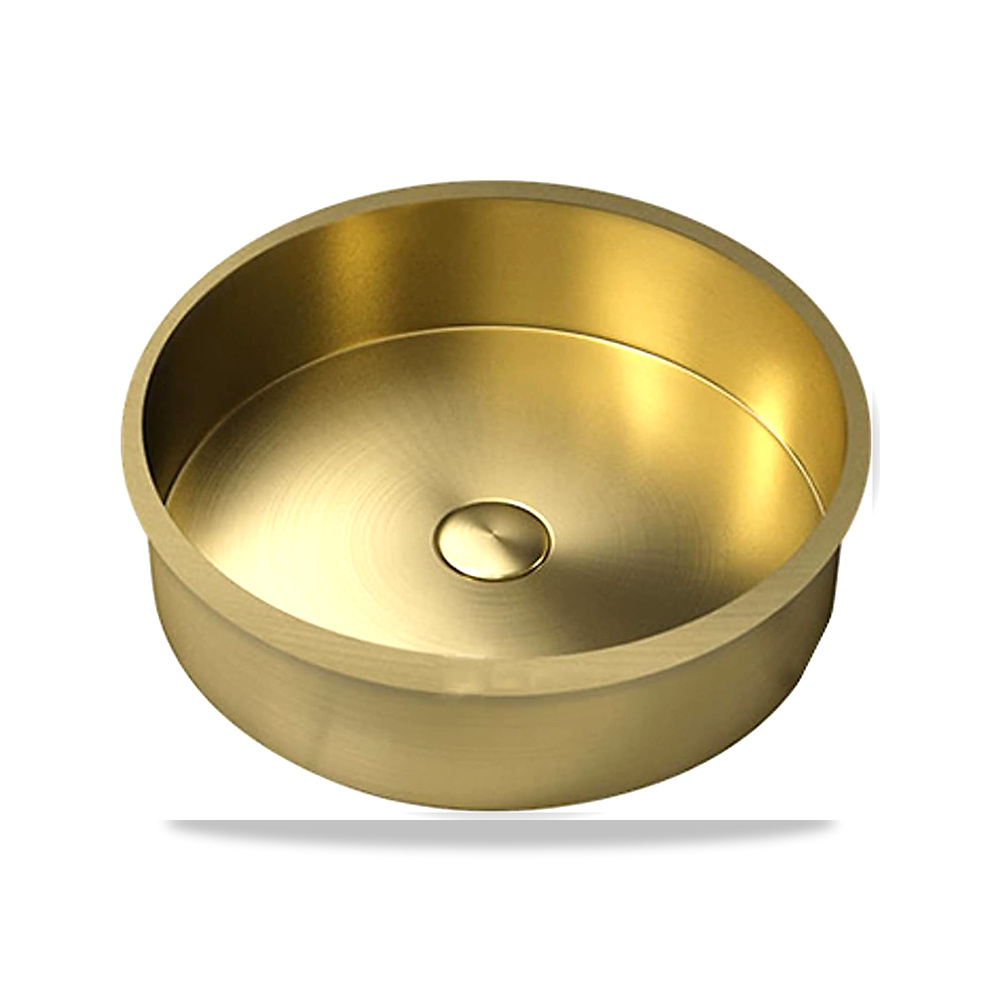 صورة منتج وعاء حمام Vessel Vanity Gold مستدير بلا حدود بالوعة الحمام المصقول الفولاذ المقاوم للصدأ الحديثة السلطانية - كود الصنف reemco-2027-1694161 - ماركة يباع من خلال reemco - توريد وتصوير حصري لشركة ريمكو القابضة السعودية