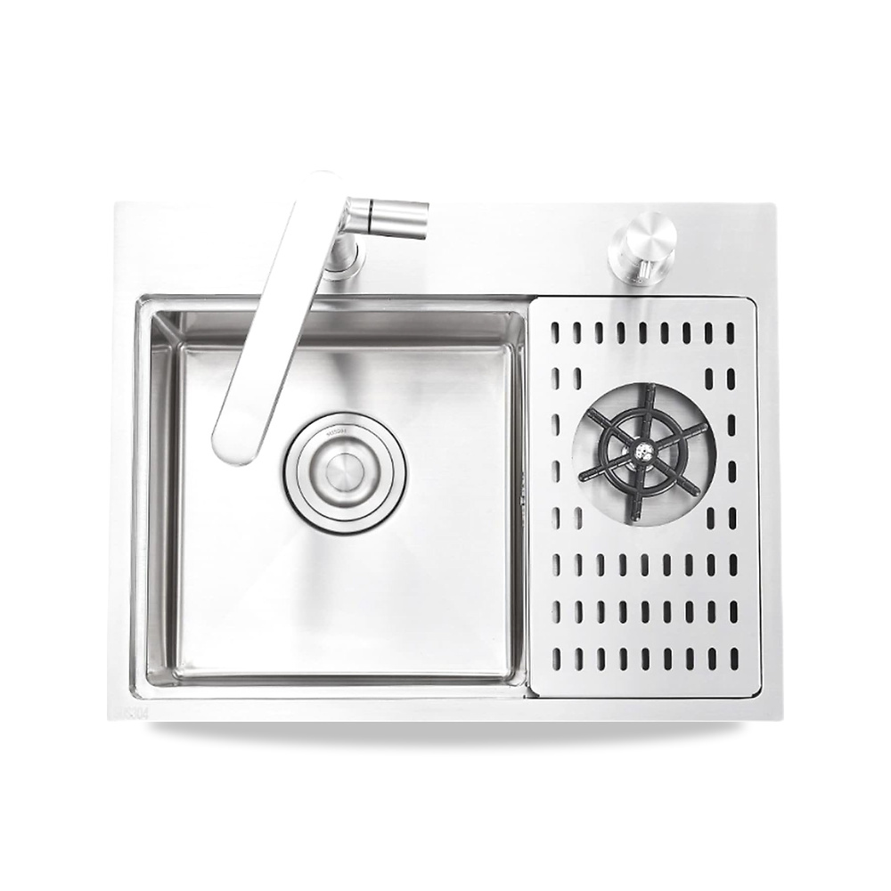 صورة منتج حوض مطبخ من ال زد اف جي جيه اس سي، حوض بار مع شطف زجاجي، مع كوب شطف عالي الضغط، صنبور، غطاء تنقيط، تجميع - كود الصنف reemco-2027-1699030 - ماركة يباع من خلال reemco - توريد وتصوير حصري لشركة ريمكو القابضة السعودية