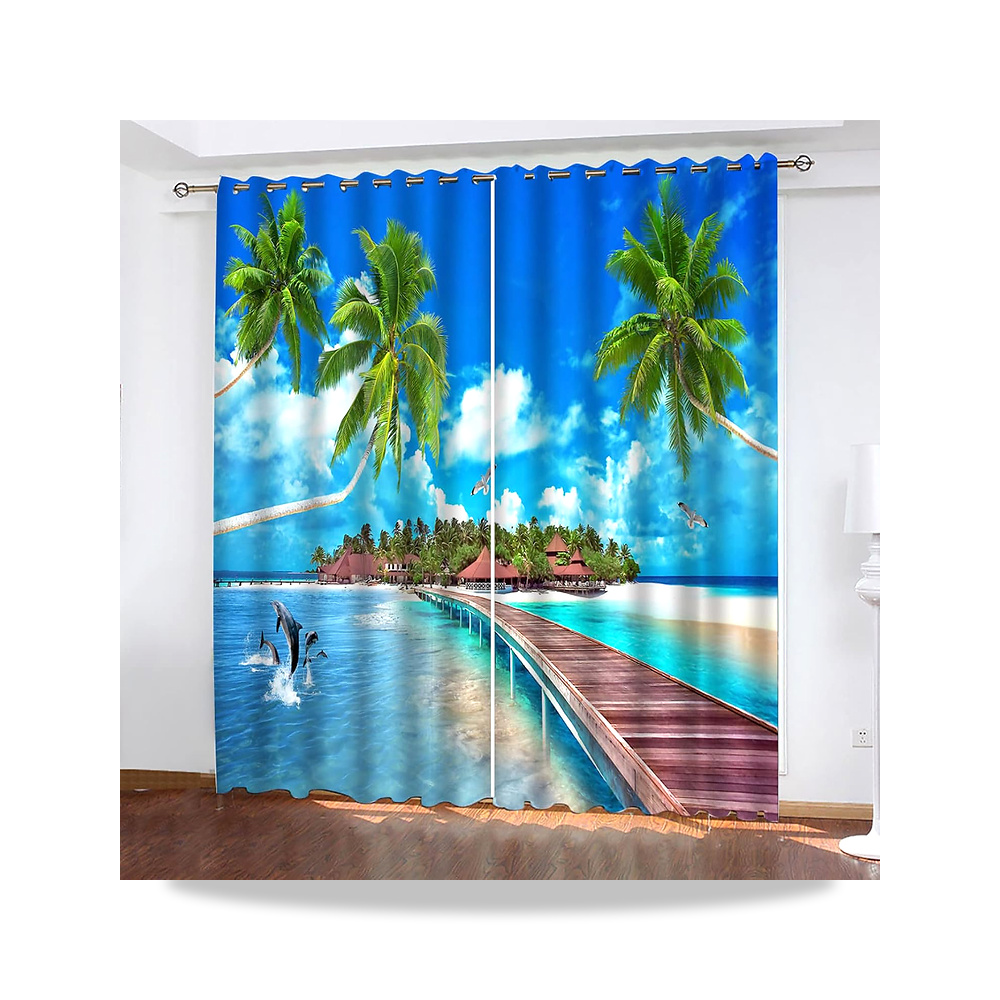 صورة منتج ستائر مطبخ بنمط الجزيرة الاستوائية 280 × 260 سم (عرضxطول)، تعتيم لغرفة النوم وغرفة المعيشة والحضانة للاطفال - كود الصنف reemco-2027-1744492 - ماركة يباع من خلال reemco - توريد وتصوير حصري لشركة ريمكو القابضة السعودية