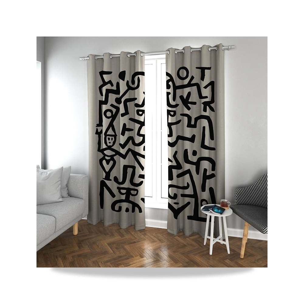 صورة منتج ستائر تعتيم لغرفة المعيشة وغرفة النوم وديكور المنزل بتصميم كوميدي وطبعة منقار يدوي بنمط قلم رصاص نافذة - كود الصنف reemco-2027-1744509 - ماركة يباع من خلال reemco - توريد وتصوير حصري لشركة ريمكو القابضة السعودية