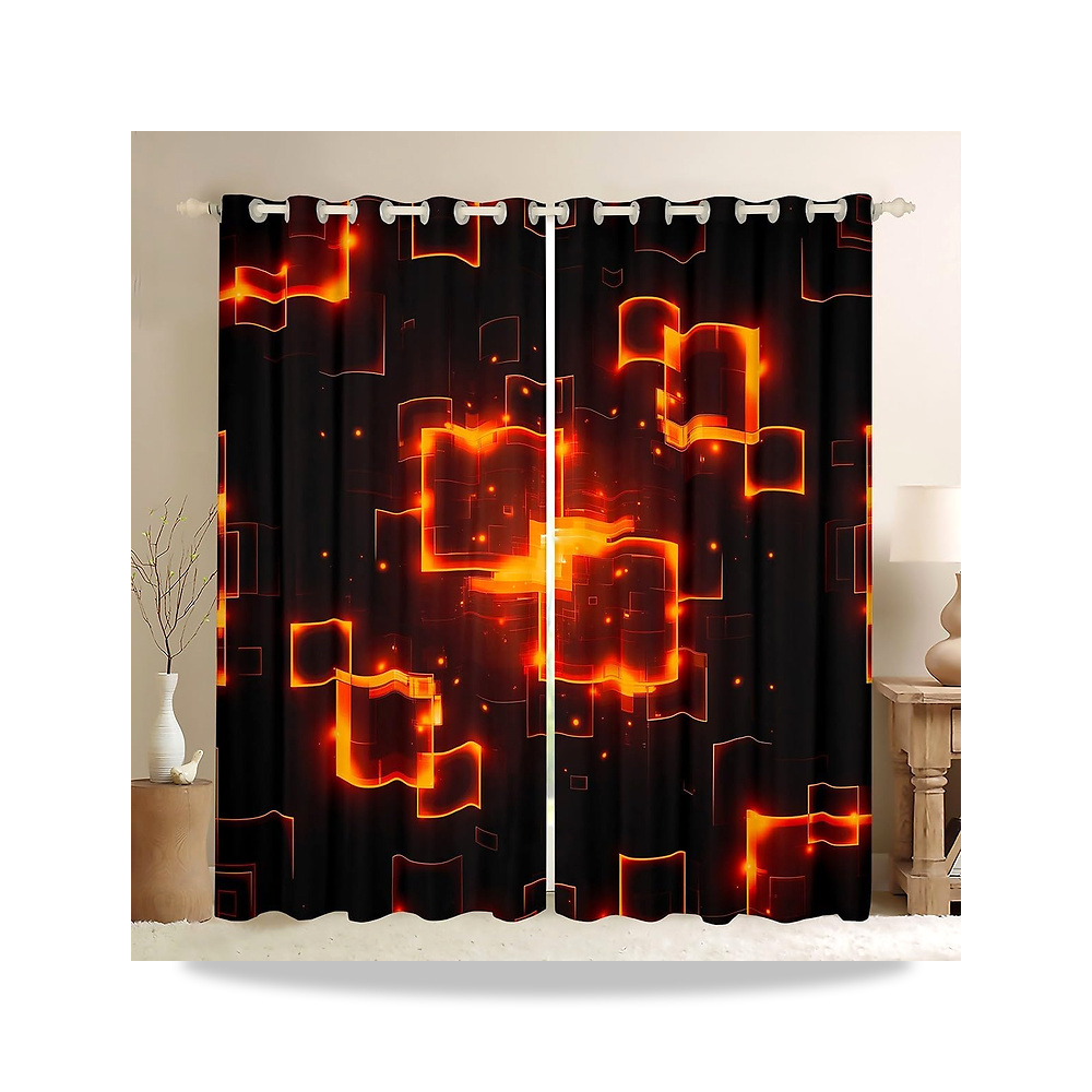 صورة منتج لوسيسد ستائر سوداء برتقالية 175 × 140 سم، ستارة نافذة هندسية للاطفال الاولاد والبنات، غير شفافة بتصميم خلية - كود الصنف reemco-2027-1745006 - ماركة يباع من خلال reemco - توريد وتصوير حصري لشركة ريمكو القابضة السعودية