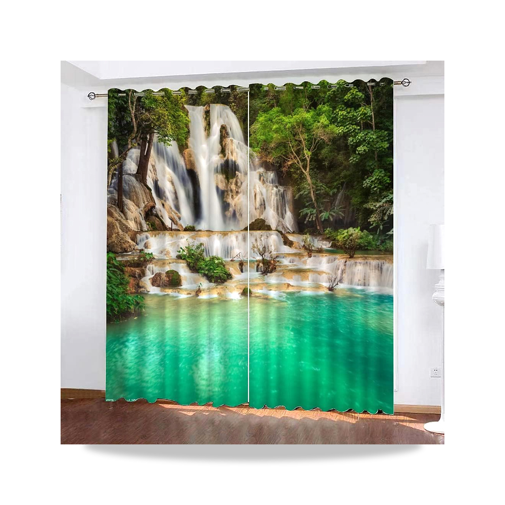 صورة منتج ستائر تعتيم بتصميم شلال 66 × 72 لوحين لتعتيم الغرفة الغابة الاستوائية لحماية الخصوصية من قماش البوليستر - كود الصنف reemco-2027-1746024 - ماركة يباع من خلال reemco - توريد وتصوير حصري لشركة ريمكو القابضة السعودية