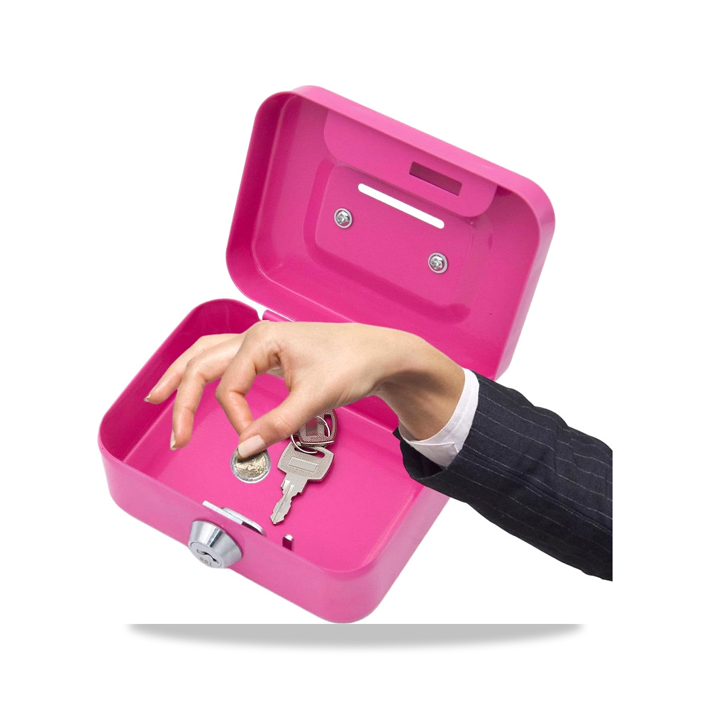 صورة منتج صندوق نقود صغير متين ومحمول من المعدن لحفظ النقود – اللون زهري - كود الصنف reemco-2027-1754545 - ماركة يباع من خلال reemco - توريد وتصوير حصري لشركة ريمكو القابضة السعودية