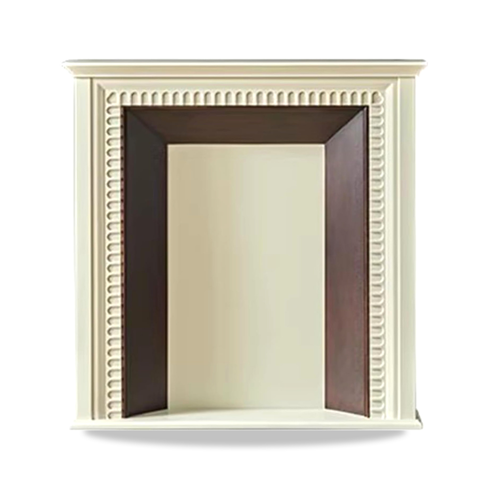 صورة منتج ديكور Traditional Solid Wood Fireplace Mantel Two-Tone Cream and Dark Decorative Surround محيط الموقد QINGGANG-0224 - كود الصنف reemco-2027-1768510 - ماركة يباع من خلال reemco - توريد وتصوير حصري لشركة ريمكو القابضة السعودية