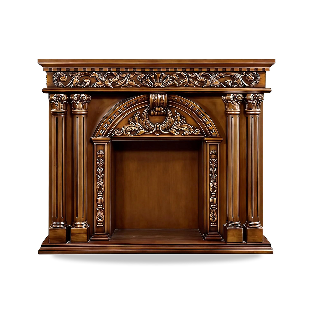 صورة منتج رف الموقد الكهربائي Ornate Wood Fireplace Mantel Freestanding Decorative Surround(Natural) - كود الصنف reemco-2027-1770794 - ماركة يباع من خلال reemco - توريد وتصوير حصري لشركة ريمكو القابضة السعودية