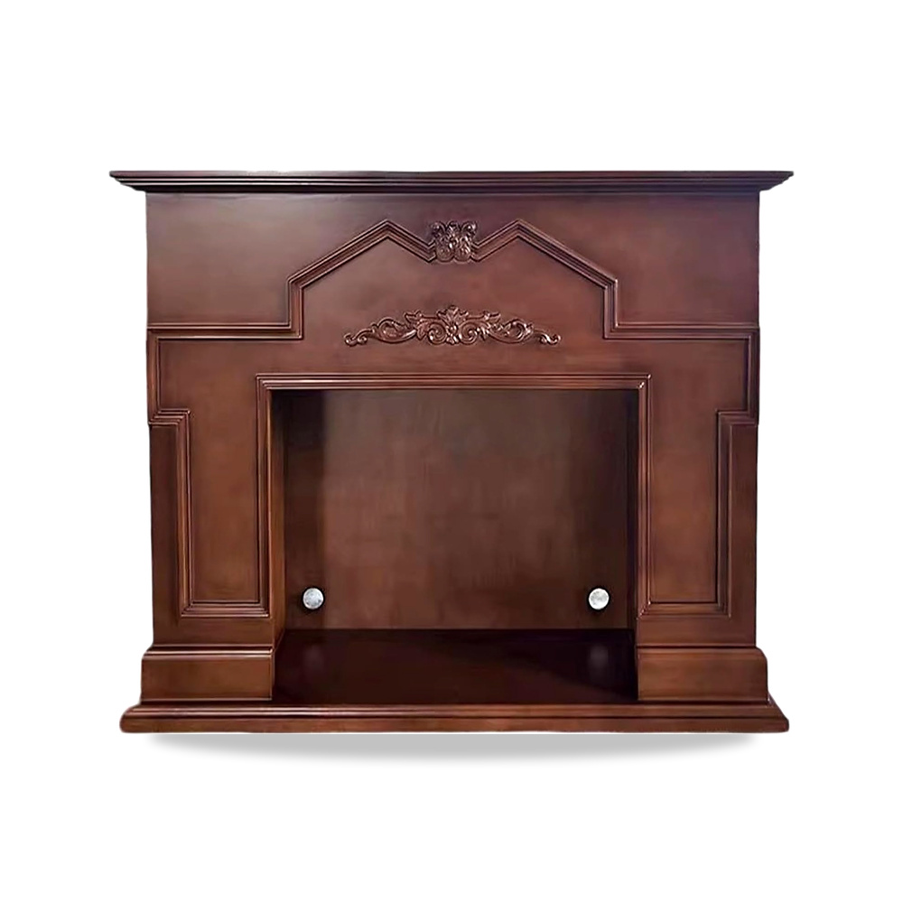 صورة منتج رف الموقد الكهربائي Solid Birch Wood Traditional Fireplace Mantel with Carved Details & Walnut Finish - كود الصنف reemco-2027-1770864 - ماركة يباع من خلال reemco - توريد وتصوير حصري لشركة ريمكو القابضة السعودية