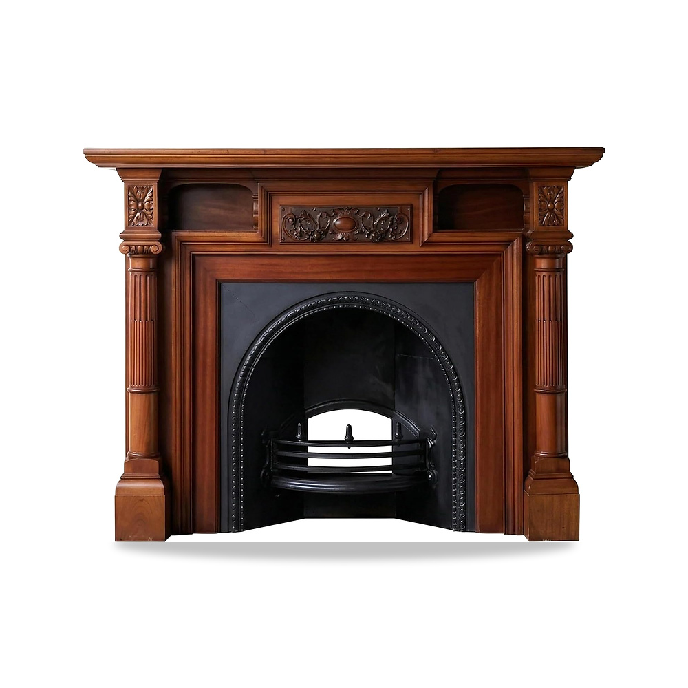 صورة منتج رف الموقد الكهربائي Solid Wood Traditional Fireplace Mantel with Carved Details and Arched Firebox Surround - كود الصنف reemco-2027-1770895 - ماركة يباع من خلال reemco - توريد وتصوير حصري لشركة ريمكو القابضة السعودية