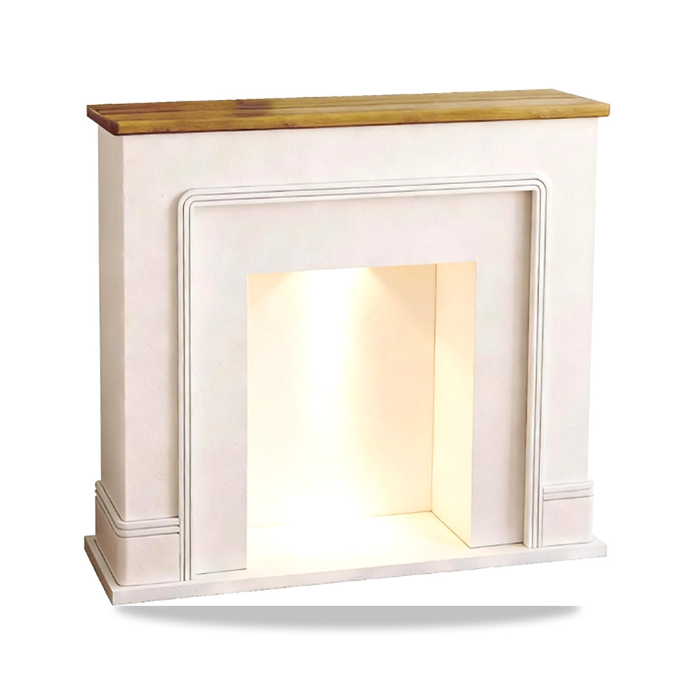 صورة منتج الموقد المحيطي Decorative Fireplace Mantel Freestanding Surround with Wood Top & Built-in Lighting(أبيض,صغير) - كود الصنف reemco-2027-1770965 - ماركة يباع من خلال reemco - توريد وتصوير حصري لشركة ريمكو القابضة السعودية
