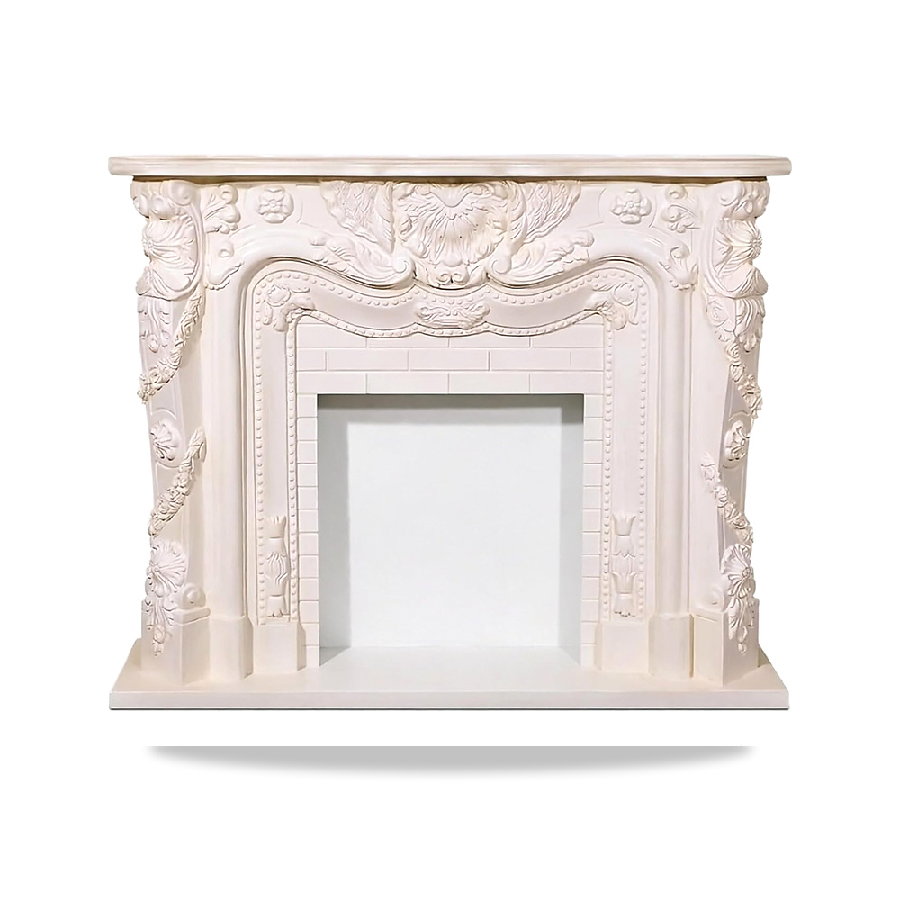 صورة منتج الموقد المحيطي Ornate Solid Oak Fireplace Mantel with Relief Details Classic Decorative(أبيض) - كود الصنف reemco-2027-1770976 - ماركة يباع من خلال reemco - توريد وتصوير حصري لشركة ريمكو القابضة السعودية